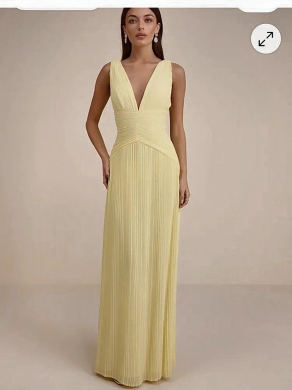Lulus Kelina Light Yellow Pleated Drop Waist Maxi Dress Wedding Guest Dress M